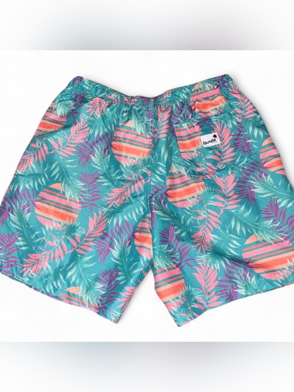 Boardies Tropical Print Swim Trunks - Teal & Coral
